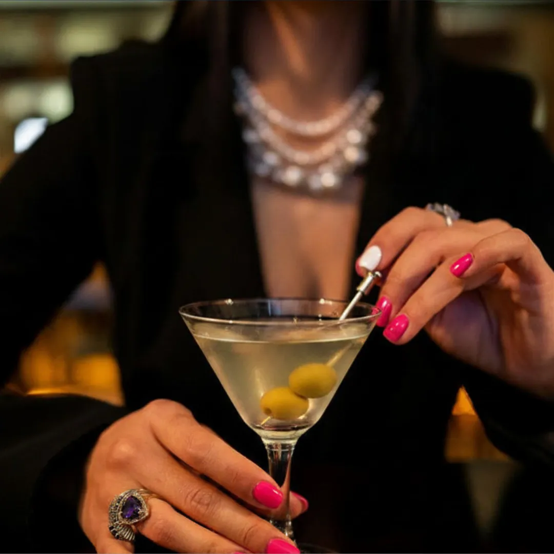 A martini in the warm, low-lit members lounge at Single Malt Cigar Bar